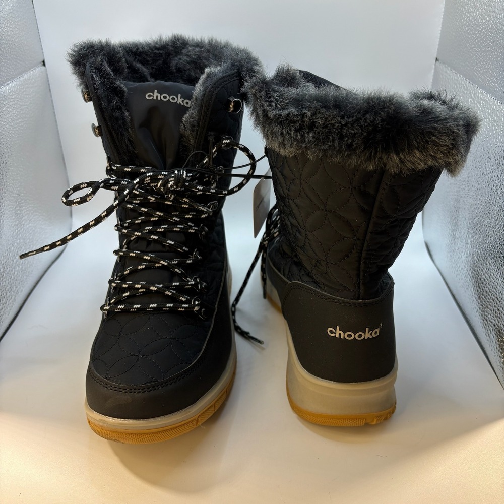Chooka‎ Belltown Mid Faux Fur Women 7 Black NEW